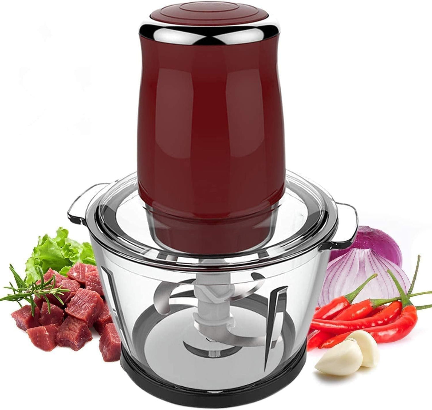 Electric Meat Grinder Multifunction Electric Food Chopper, Vegetable Fruit Mixer Chopper (220V 500W 1L) Stainless Steel Kitchen Food Processor for Meat for Meat, Vegetables, Fruits