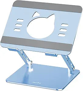 Laptop Stand for Desk Adjustable Aluminum Laptop Riser with Unique Cat-Shaped Cooling Vent, Portable Desk Gift & Decor, Compatible with MacBook Air Pro, Dell, HP, Lenovo (10"-17.3"), Sky Blue