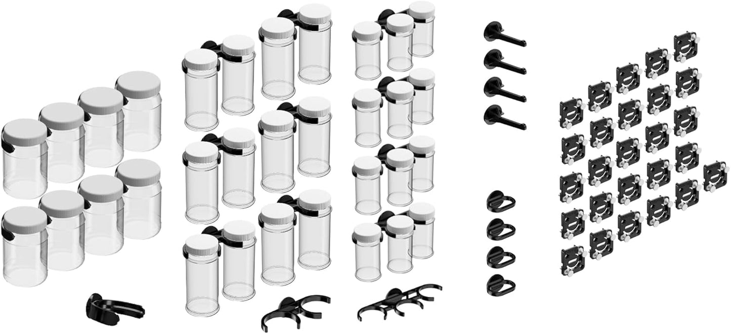 26-Piece Storage and Organization Kit, Quick Install, Wall-Mounted Hooks, Tool Holders, and Jars-16oz, 8oz, 4oz