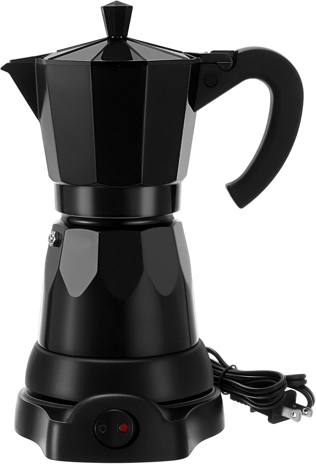 Lemosae Coffee Pot 6 Cup Electric Espresso Coffee Maker Italian Moka Maker 300ml Portable Aluminum Espresso Machine Cafetera Moka Pot with Detachable Base, Gift for Home Travel(Black)