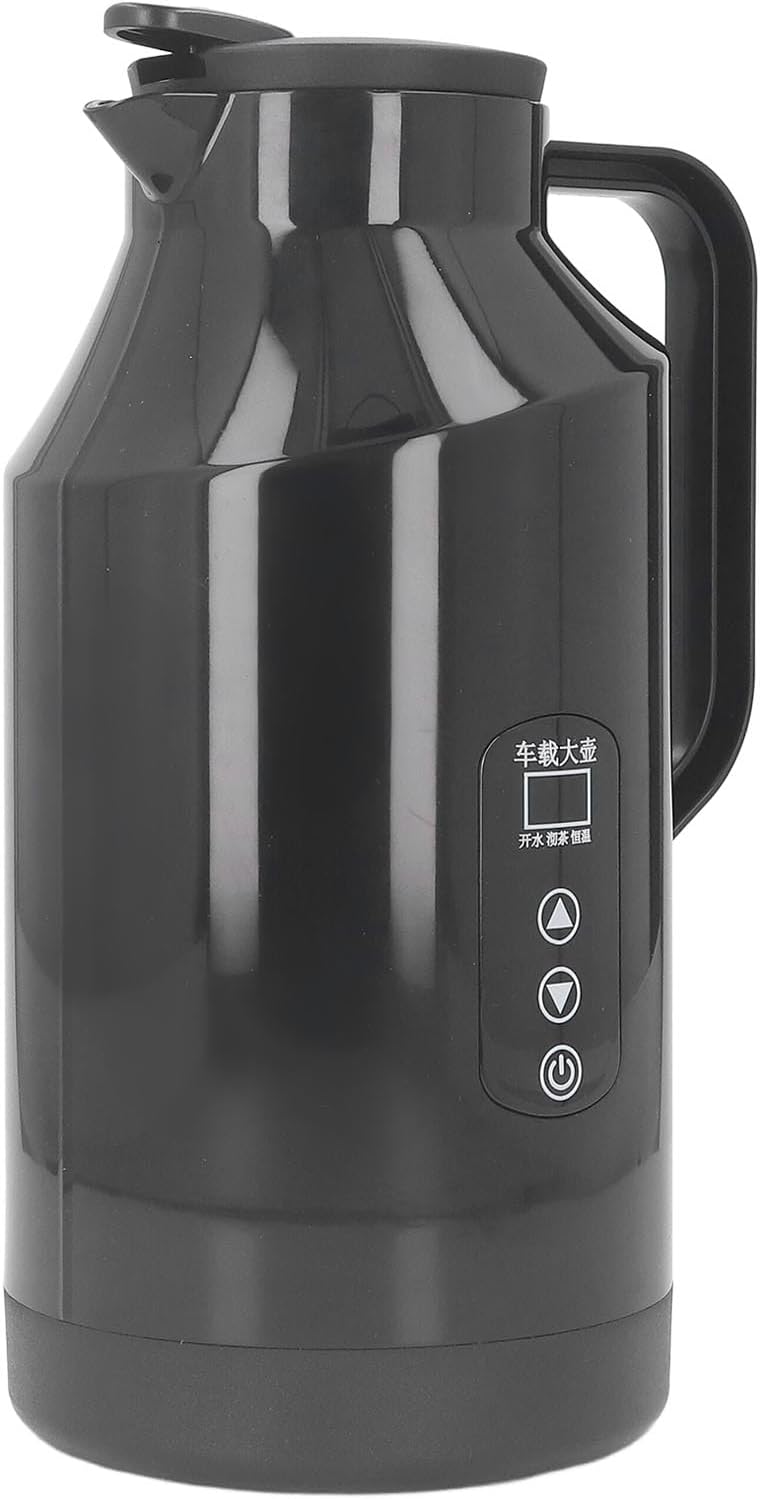 Car Electric Kettle Hot Water Boiler 200W 1500ml 12V 24V Stainless Steel Display with Cigarette Lighter Plug for Travel