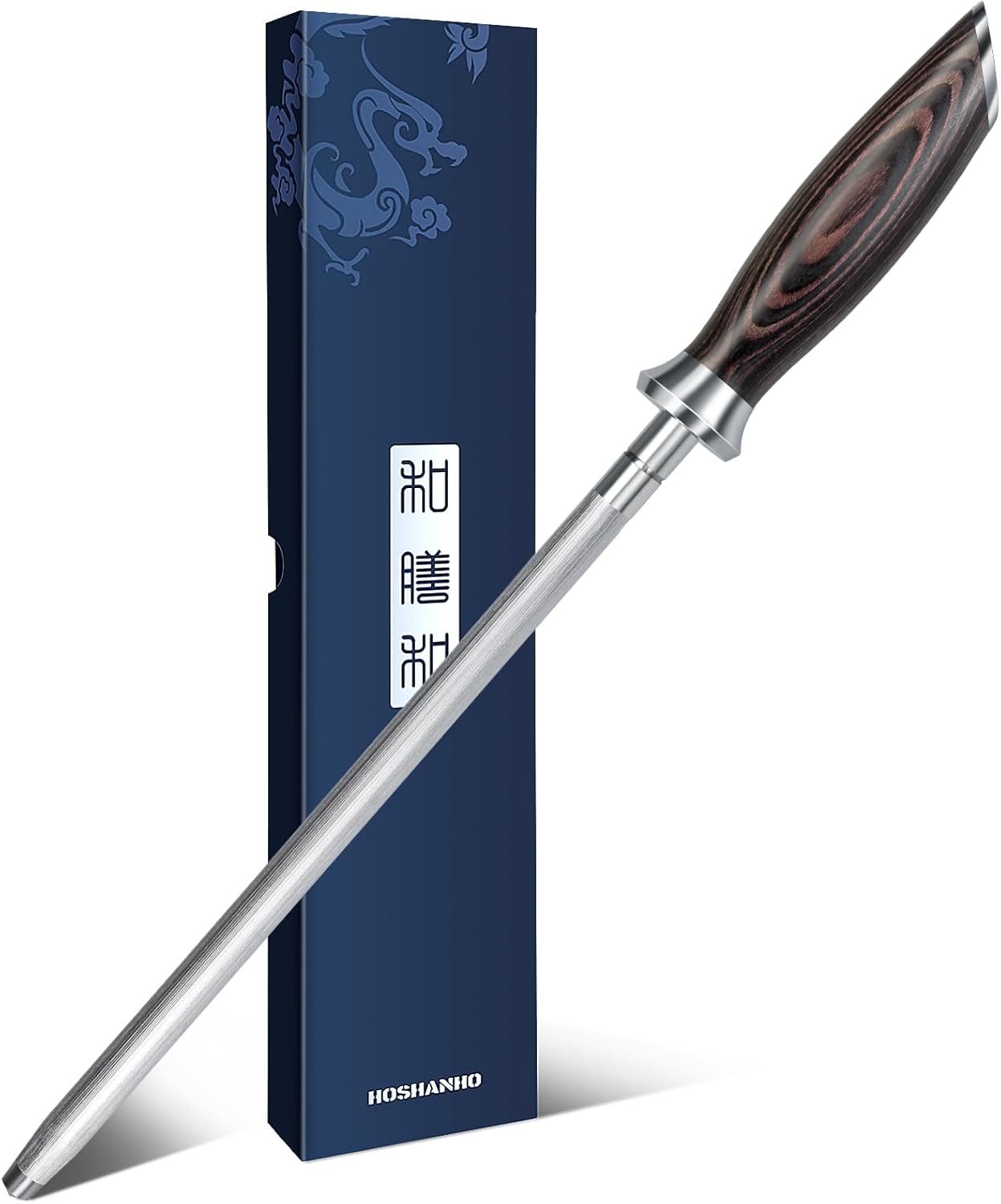 Honing Rod,10 Inch Professional Kitchen Knife Sharpener Rod, Japanese High Carbon Knife Sharpening Steel with Ergonomic Pakkawood Handle, Ideal for All Chef Knives