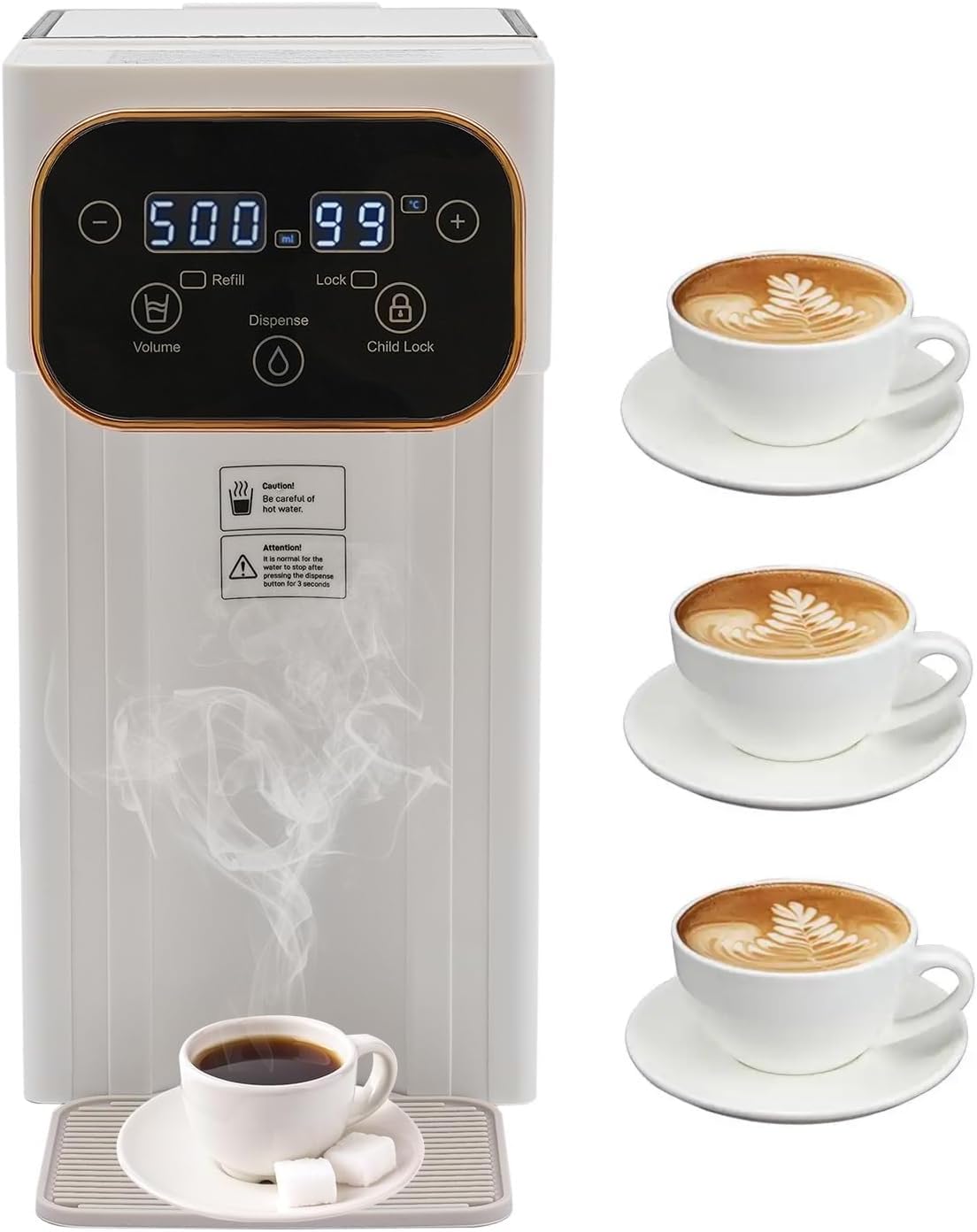 Electric Kettles, Instant Hot Water Dispenser Countertop, Temperature Adjustable 77-210.2℉ & 3L Water Tank Capacity, with Carrying Handle, White