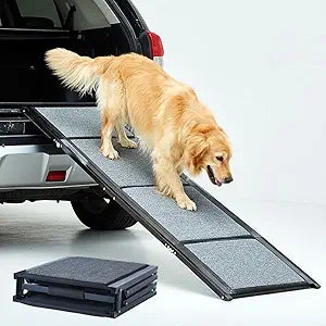 Pet Ramp (160 x 44 cm),Dog Ramp for Car, SUV & Truck, 63" Long & 17" Wide, Fold-able & Portable Pet Ramp with Non-Slip Rug Surface, Extra Wide Dog Steps for Medium & Large Dogs Up to 250LBS