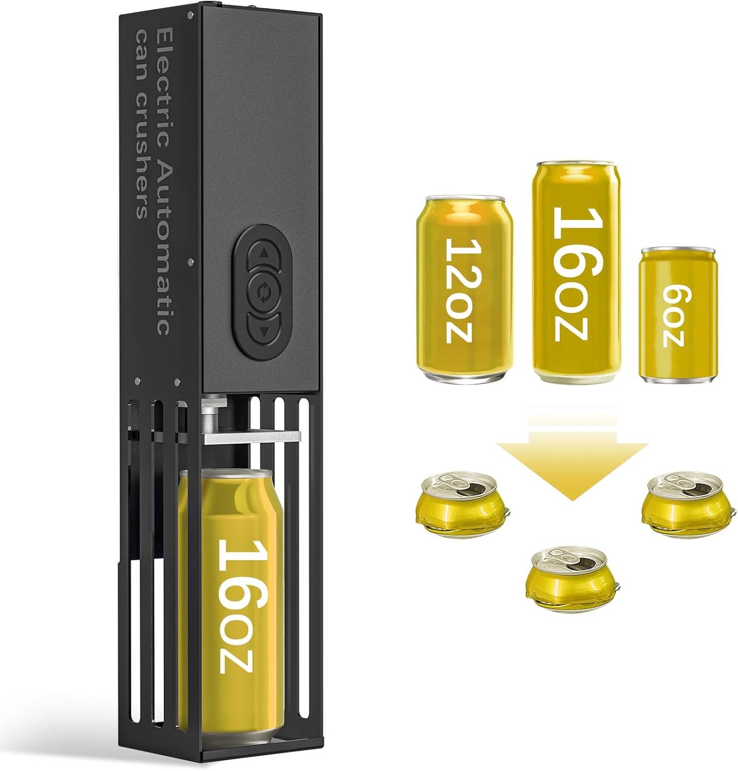 Electric Can Crusher, Automatic Can Crushers Wall Mounted for Recycling 8oz, 12oz & 16oz Cans, Fill 1 can at a Time, for Recycling Aluminum Seltzer, Cola, Beer Cans
