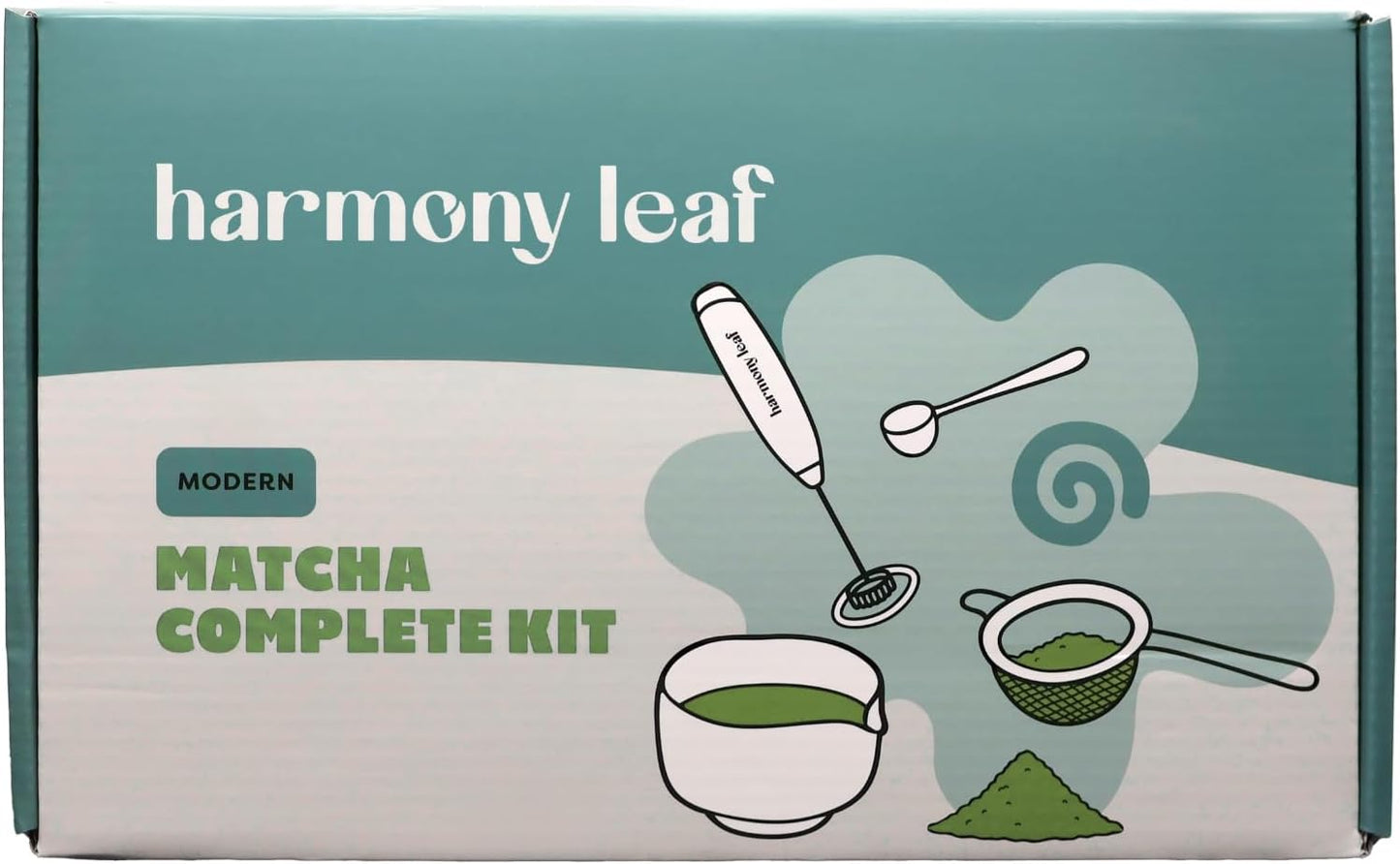 Modern Matcha Complete Kit, 4 Piece Set with Sifter, One Half Teaspoon Scoop, Ceramic Bowl and Electric Milk Frother
