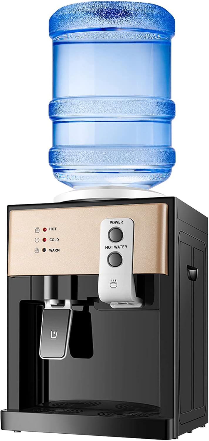 SNKOURIN Water Cooler Dispenser 5 Gallon,Electric Hot & Cold Dispenser,3 Temperature Settings,Top Loading for Home Office Coffee Tea Bar Dormitory,Champagne Gold Gold-2