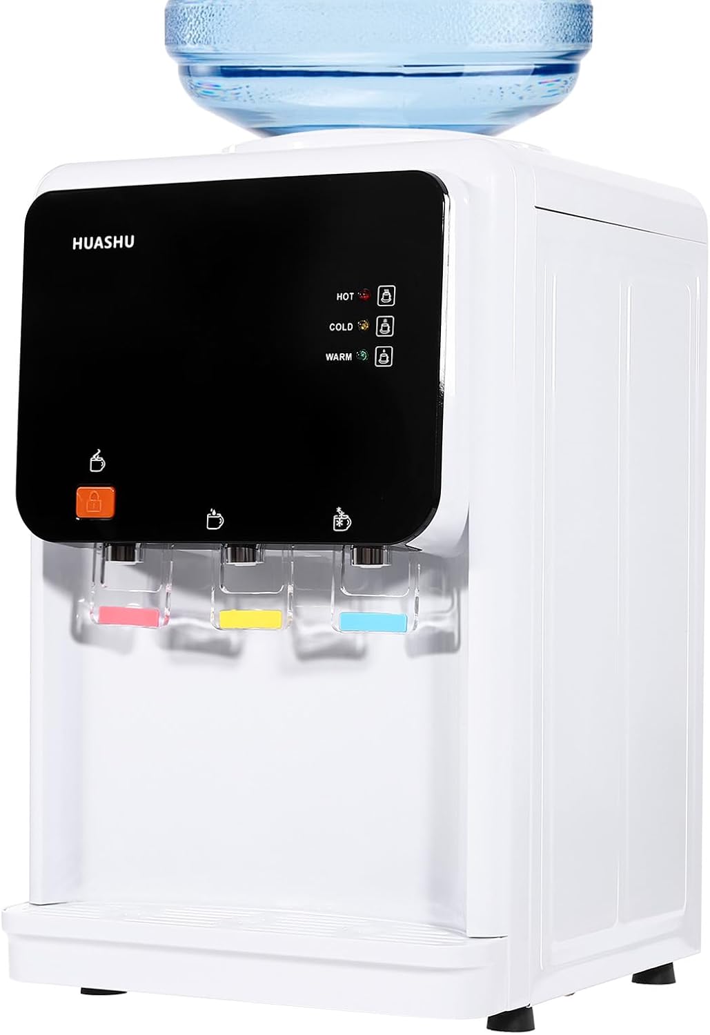 Top Loading Water Dispenser, Desktop Electric Hot and Cold Dispenser with 3 Water Outlets & 3 Temperatures & Child Safety Lock, 1 to 5 Gallon Countertop Water Cooler Dispenser for Home Office Hotels