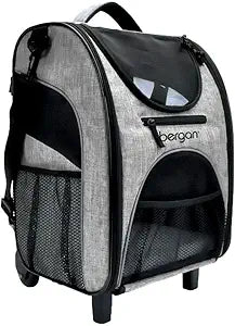 Coastal Bergan Rolling Pet Carrier - Travel Carrier Bag for Dogs and Cats with Mesh Windows and Shoulder Strap - Approved on Most Airlines - Heather Grey - 11.5" x 11.75" x 18.5"