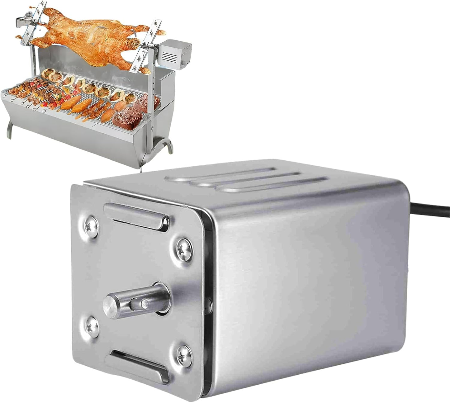 15W BBQ Rotisserie Motor, 30kg/66lb Electric Stainless Steel Roaster Barbecue Motor for Goat Pig Chicken Roaster, 110V