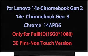 14.0" Screen Replacement for Lenovo 14e Chromebook Gen 2 3 Chrome 14APO6 LCD Display 30pin FullHD 1920 * 1080 (Non Touch)