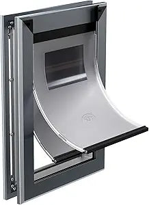 MAVRICFLEX Heavy Duty Dog Door with Double Sliding Lock Panels, Energy Efficient Doggie Door, Easy Installation, Two Magnetic Soft Flaps Doggy Door for Large Dogs Up to 100LBS, Large, Dark Gray