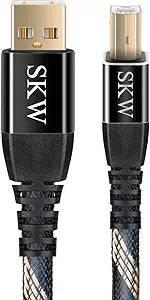 SKW Audiophiles USB 2.0 DAC Audio Cable USB Type A to USB Type B Printer Cable for Computer to DAC, Sound Card, or Headphone Amplifier 4.9ft(1.5m)