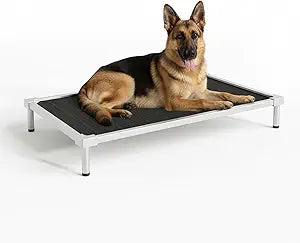 Elevated Dog Beds Large Sized Dog, Chew Proof Aluminum Alloy Heavy Duty Dogs Supplies Cooling Raised Pet Cot Indestructible with Anti-Rust Washable Assembly for Crate Outdoor-48.4"x 32.7" x 7"