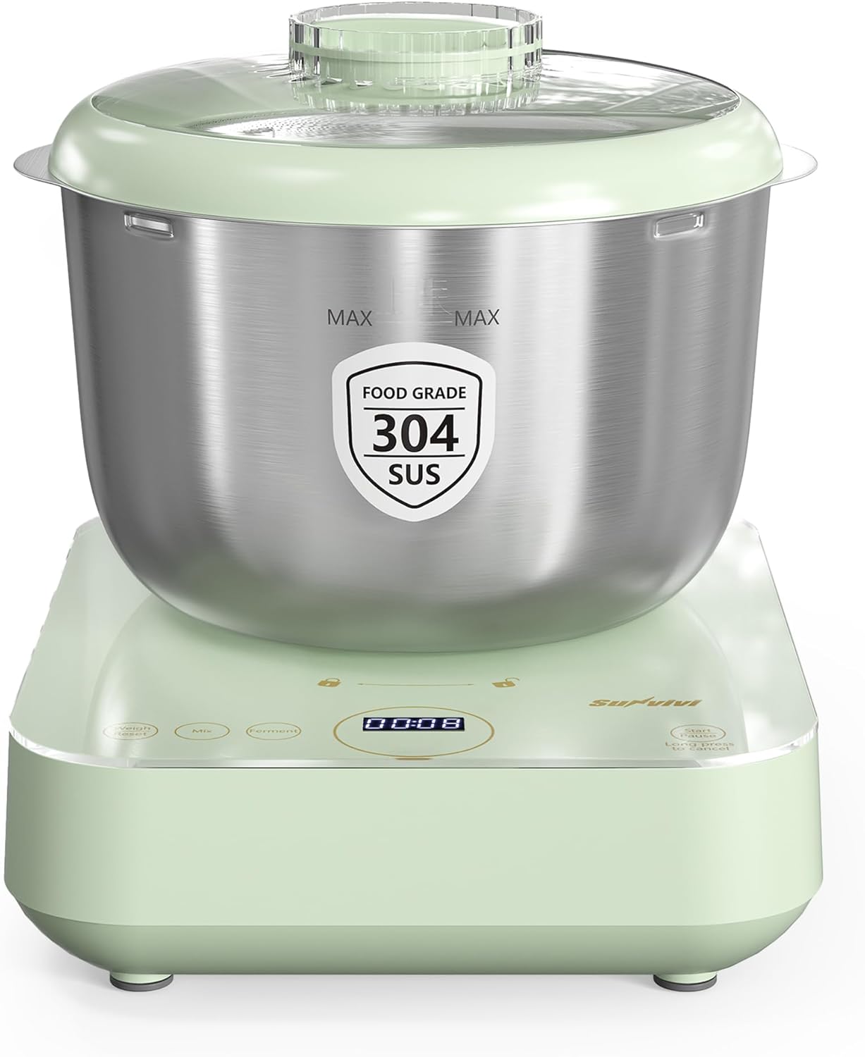 Sunvivi Electric Dough Maker with Weighing Function,5.2QT Dough Mixer with Ferment Function,Household Bread Maker Kitchen Flour Kneading Machine with Stainless Steel Bowl,Face-up Touch Panel