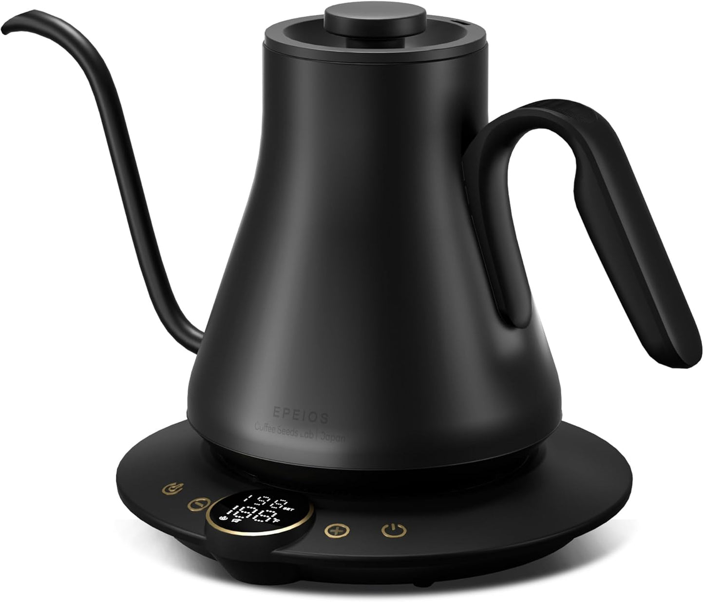 INTASTING Gooseneck Electric Kettle with ±1℉ Temperature Control for Pour Over Coffee & Tea, Quick Heating, BPA-Free Stainless Steel, Built-in Brew Timer, 1500W\/0.9L (Ebony Black)
