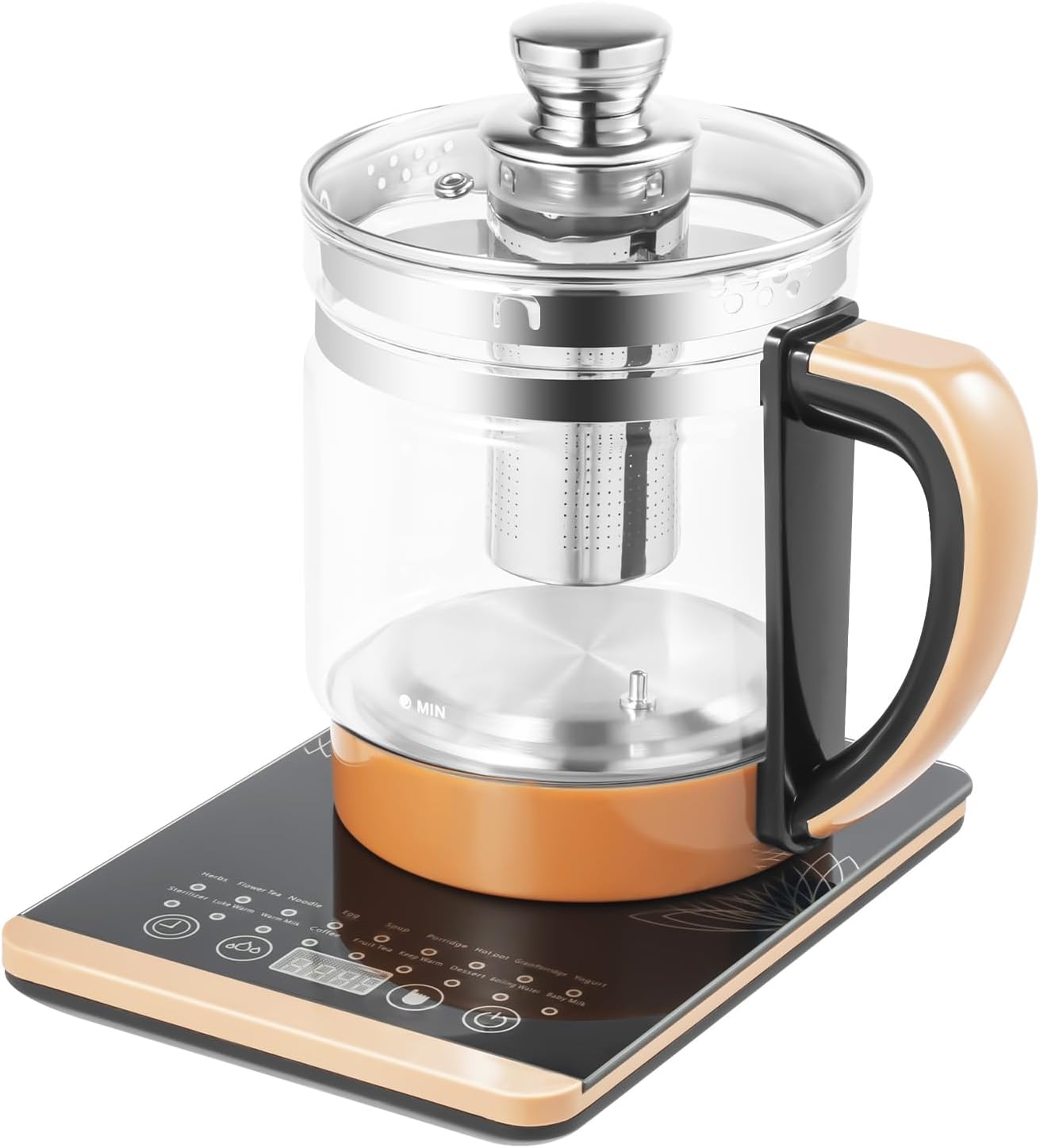 Electric Glass Kettle, 1.8L Multifunctional Electric Kettle with Digital Panel Heating Base, Smart Fruit Hot Tea Maker, Electric Health Pot for Make Health Medicine Meal, Scented Tea, Coffee, Soup