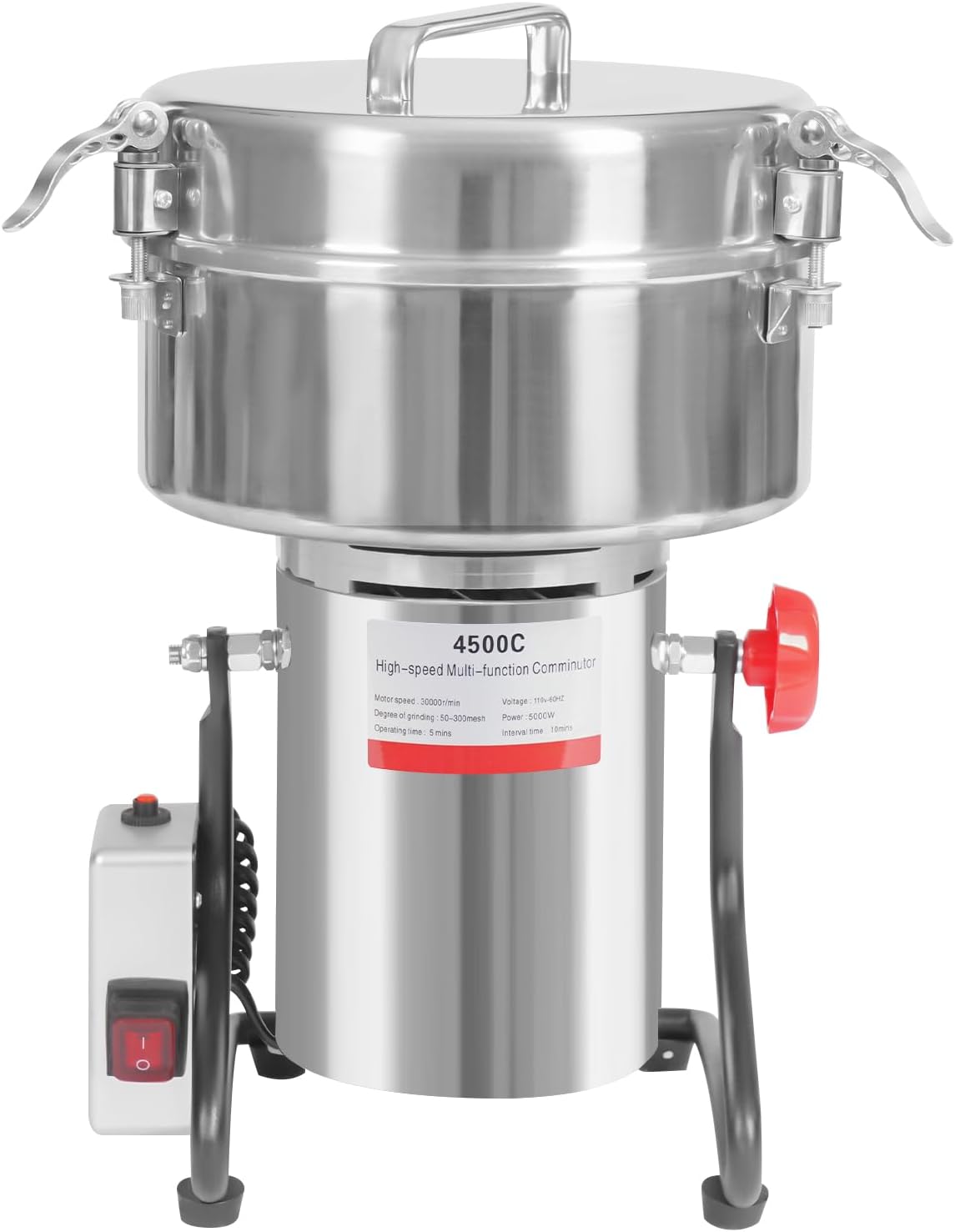 banborba Grain Mill Grinder Electric 4500g Commercial Spice Grinder 5000W Stainless Steel Pulverizer Dry Grinding Machine for Wheat Corn Rice Pepper Herbs Coffee Beans