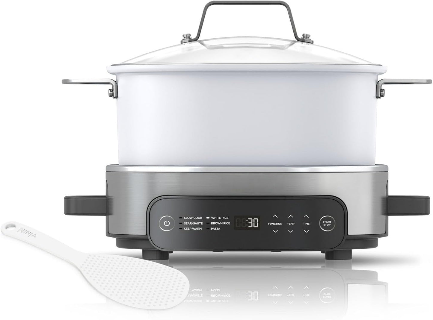 Nanja 10-in-1 PossibleCooker 6.5 Qt Electric Multi-Cooker, Slow Cooker, Stainless Steel/White MC1100