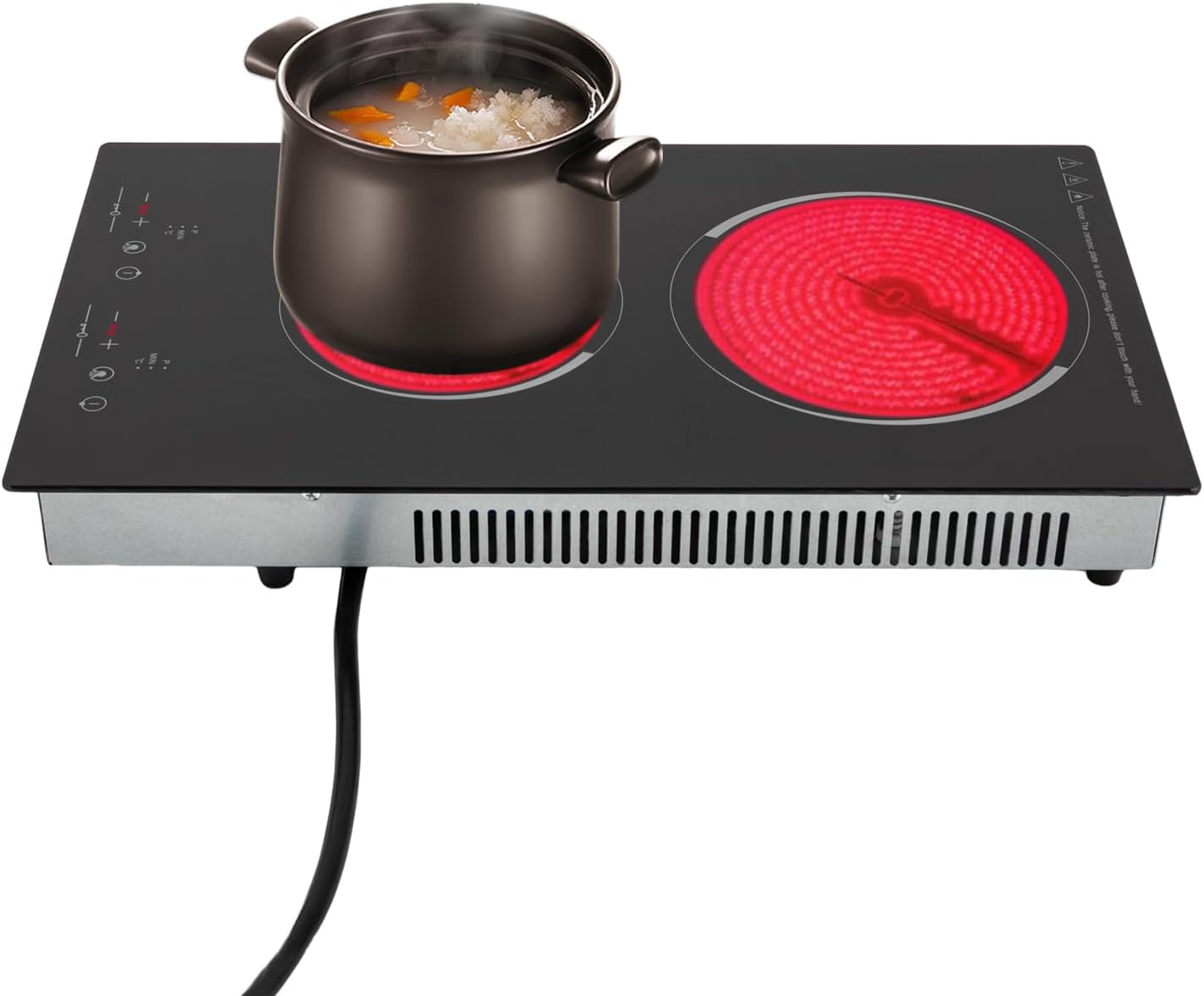 Silencear 2 Burner Electric Stove - 20 Inch Portable Cooktop with LED Display, Child Safety Lock and Timer, 1500W 9 Power Level Ceramic Cooktop