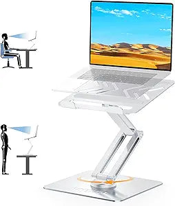 Urmust 360° Rotating Laptop Stand for Desk Adjustable Height, Ergonomic Laptop Riser Standing Desk Converter, MacBook Stand, Computer Lap top Riser Holder, Fits All Laptops 10-17"