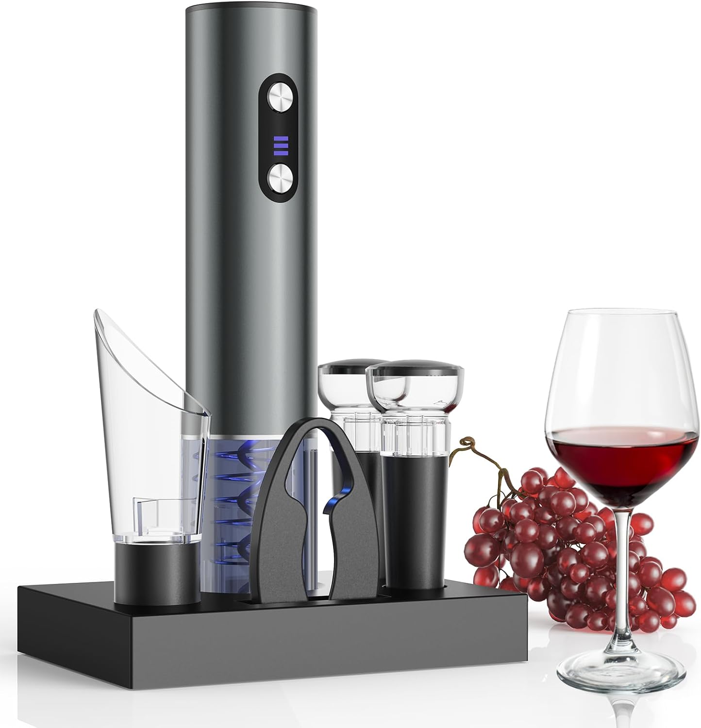 Rechargeable Electric Wine Opener Gift Set: Wine Opener, Aerator, Vacuum Stoppers & Foil Cutter - Wine Lovers Gifts for Women Men, Mom
