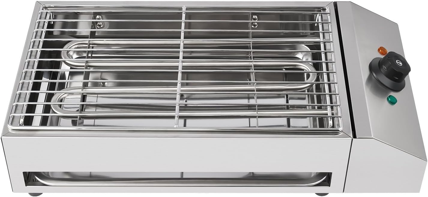 110V 1800W Electric Griddle Flat Top Grill Stainless Steel Barbecue Grill with Drip Tray 122-302℉ Adjustable Temperature Electric Bbq Grills 21.25 x 5.31 x 11in for Courtyard Dinner