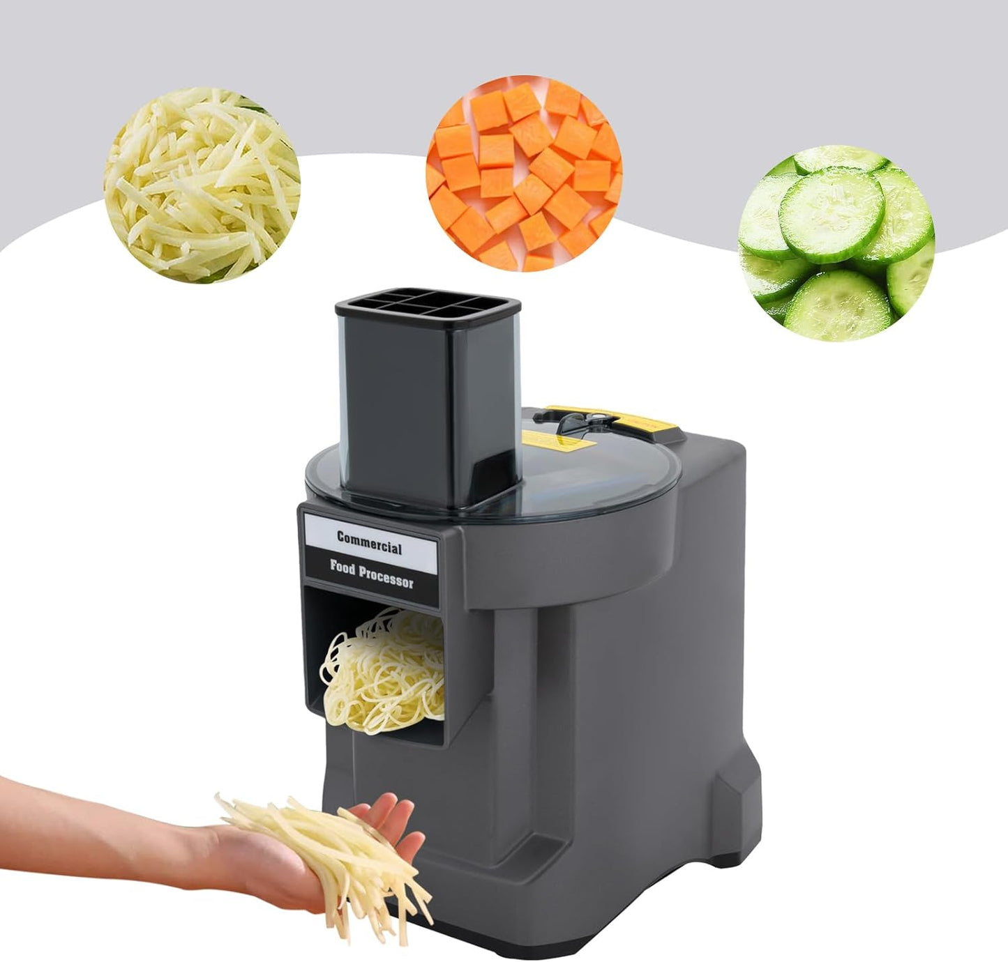 Commercial Electric Vegetable Processor, 3-in-1 Vegetable Slicer Shredder Dicer and Chopper, 110W Food Cutter Processor Machine with 3 Blades for Slicing Shredding Dicing, Slitting Home Use