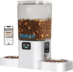 Dual Automatic Cat Feeder with Camera for 2 Cats: 5G WiFi Automatic Dog Feeder with Night Vision, 7L Auto Cat Food Dispenser with Two Camera for Multiple Pet, Easy to Clean-29 Cup(ACF180W-A)
