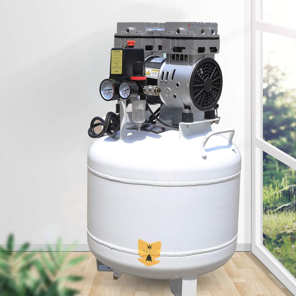 750W 40L Dental Medical Silent Air Compressor 115PSI Oilless Airpress Tool,Oil Free Silent Air Pump 110v Steel Tank Air Compressor