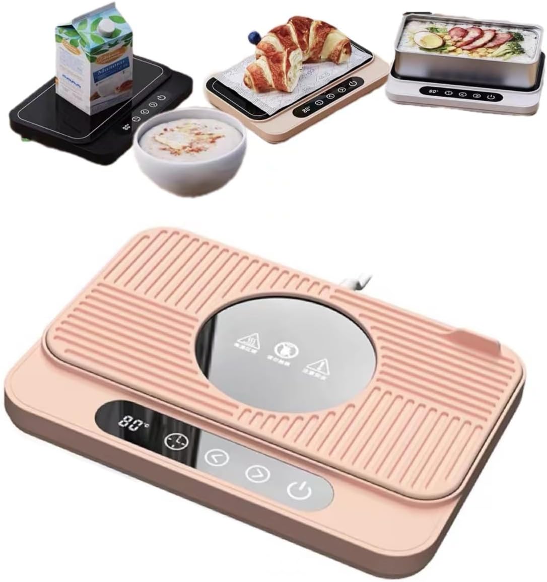 hot Plate,Electric Warming Tray, Warming mat for Food,mini Microwave,Mug Warmer, Desk with Automatic Constant Temperature,Coffee Warmer for Desk, forBeverage, Milk, Tea and Hot Chocolate (Pink)