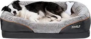 JOYELF Large Memory Foam Dog Bed, Orthopedic Dog Bed & Sofa with Removable Washable Cover and Squeaker Toy as Gift