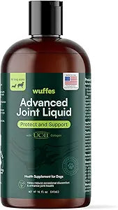 Wuffes Advanced Joint Liquid for Dogs, Hip & Joint Support Supplement with Glucosamine, Chondroitin, UC-II® Collagen, and MSM, for Small & Large Breeds, 16 Oz