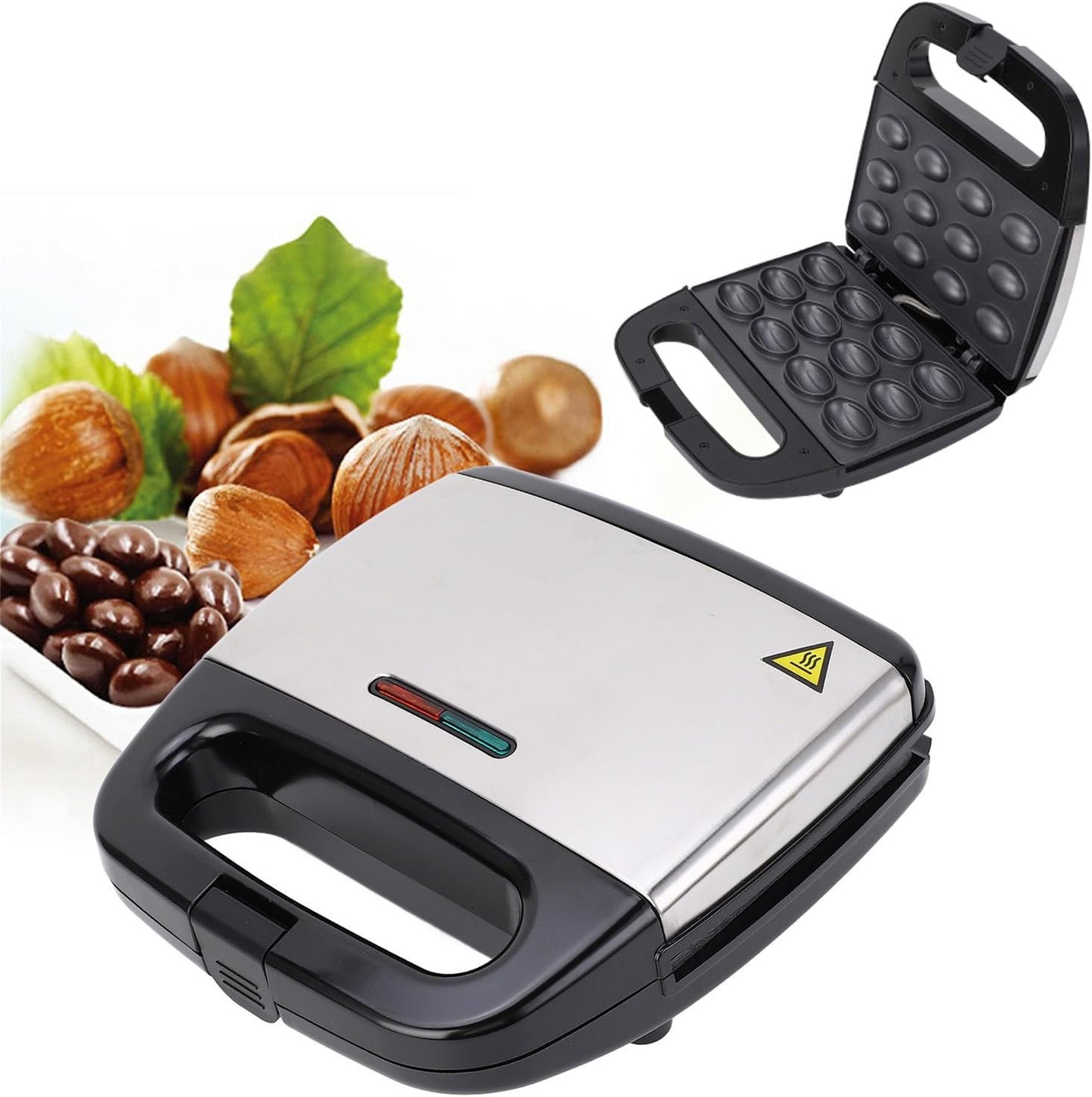 Electric Walnut Cake Maker,750W pcs Capacity Electric Walnut Cake Maker Automatic Mini Nut Waffle Bread Machine Sandwich Iron,Cooking Breakfast, Pan Oven,Gifts(American Plug)