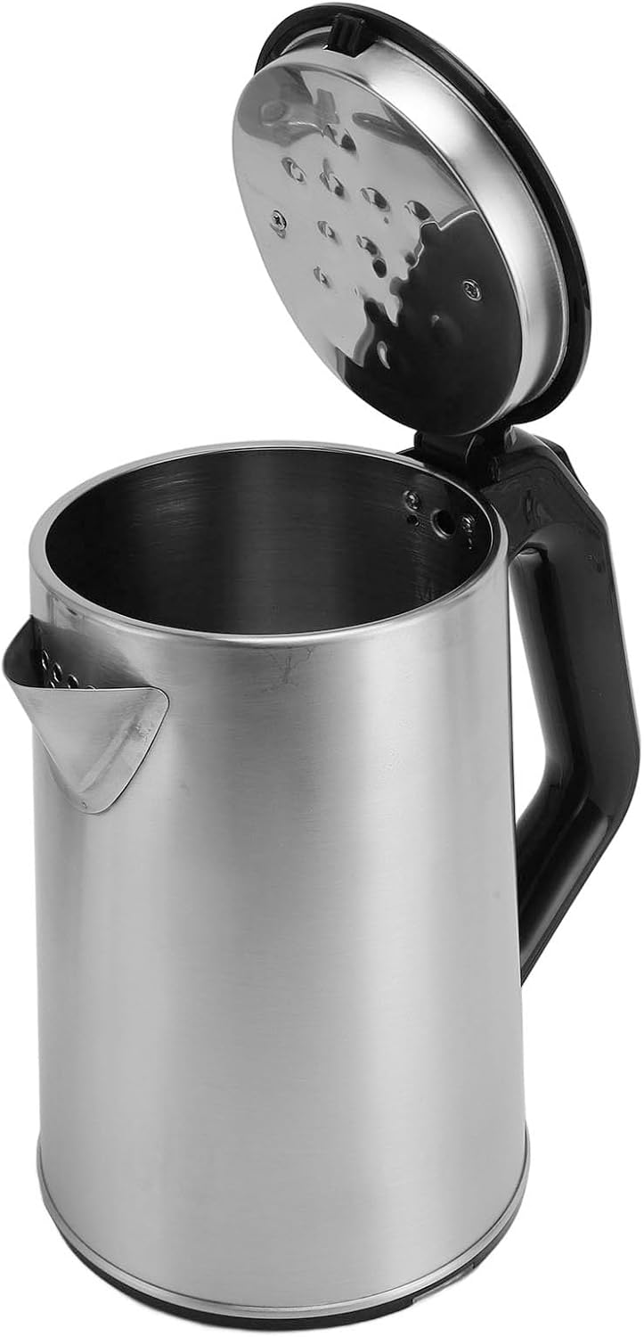 Atyhao Double Wall Stainless Steel Electric Kettle 900W Automatic Power Off 2L US Plug 110‑130V, Large Capacity for Home with Long Cable for Office (Stainless Steel Color), Atyhao76enfygiak-12