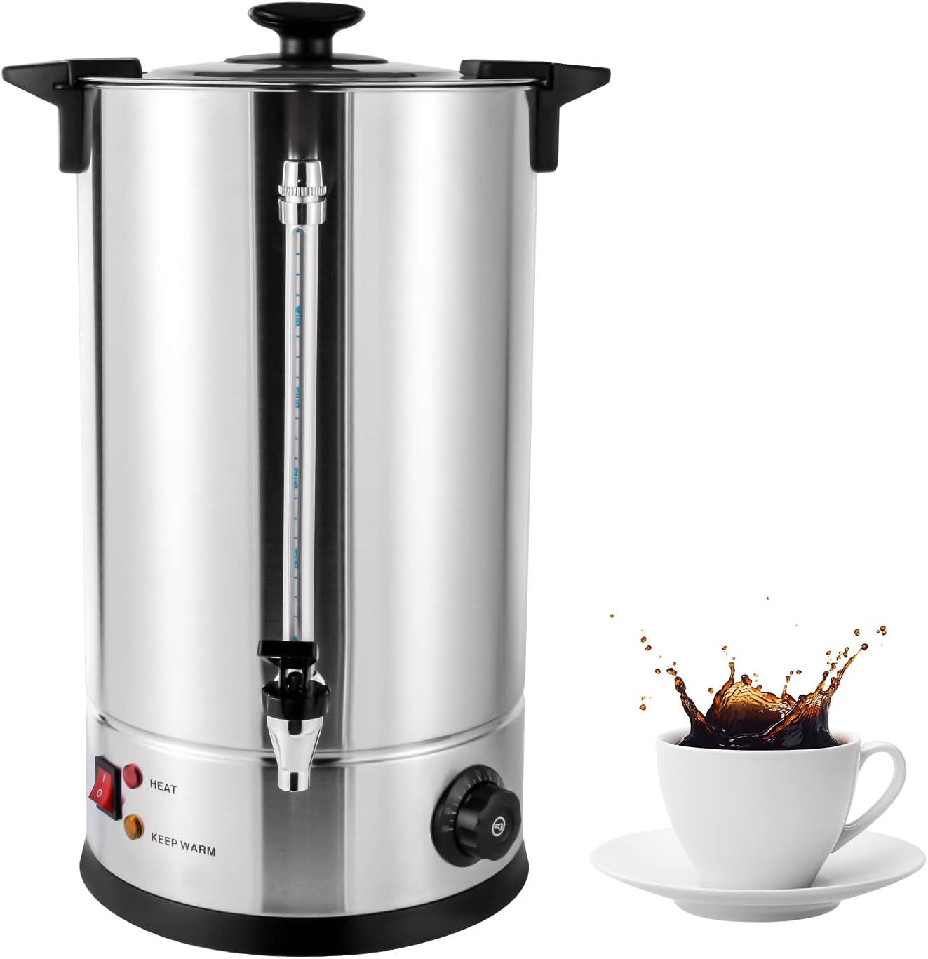 Coffee Urn, Commercial Grade Stainless Steel 8L Coffee Urn, 1KW Hot Water Boiler with Percolator Coffee Maker Portable Electric Coffee Pot Coffee Maker for Office, Home, Wedding, Catering (15L)