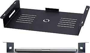 Oeveo Under Desk Laptop Mount - Black | Fits Laptops Up to 17"| 2.375" H x 19.5" W x 11.125" D | Metal Laptop Mount with Air Vents | ULM-291 | Made in America
