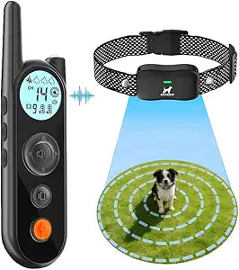 Wireless Dog Fence -25FT to 3500FT Electric Fence for Dogs,185 Days Standby Time Training Collar,Pet Containment System with 3 Training Mode,Flash Light and Waterproof