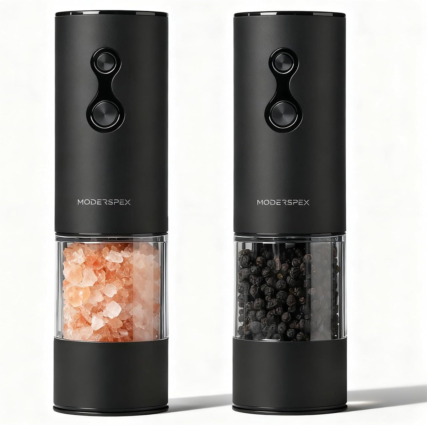 Electric Salt and Pepper Grinder Set USB-C Rechargeable, Dual-Speed Automatic Salt and Pepper Mills with 9 Adjustable Coarseness, Ceramic Burr, LED Light, Refillable, (Carbon Black)