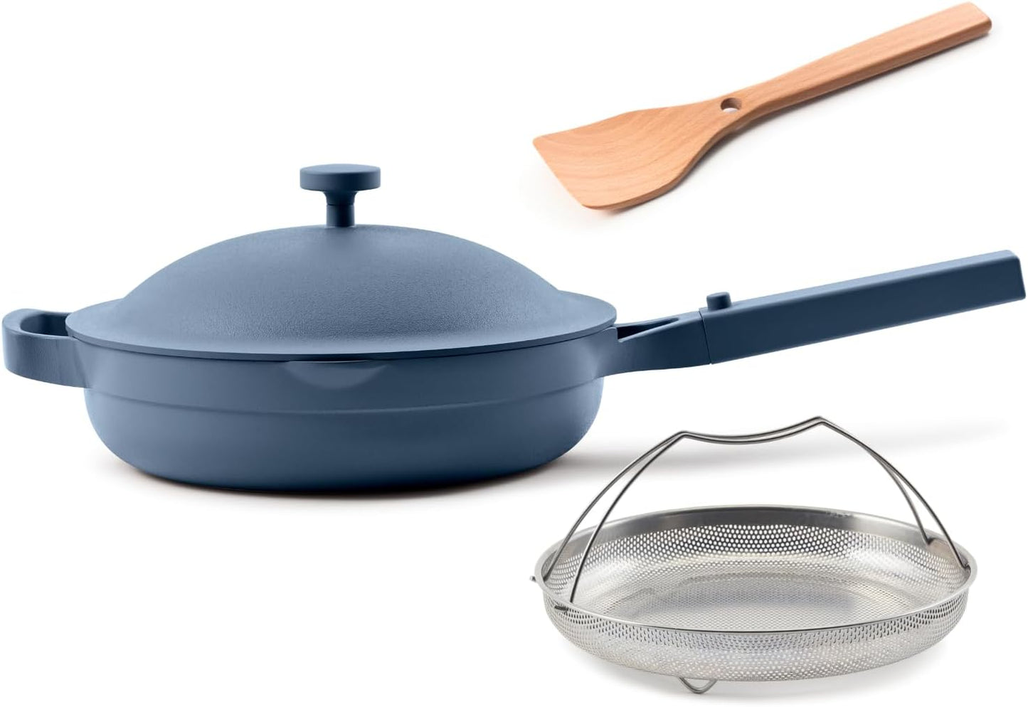 Our Place Always Pan 2.0-10.5\u201D (2.6 Qt) Nonstick, Toxin-Free Ceramic Cookware | Patented 10-in-1 Aluminum Frying & Sauté Pan | Safe for Oven, Induction & All Cooktops up to 450°F | Blue Salt