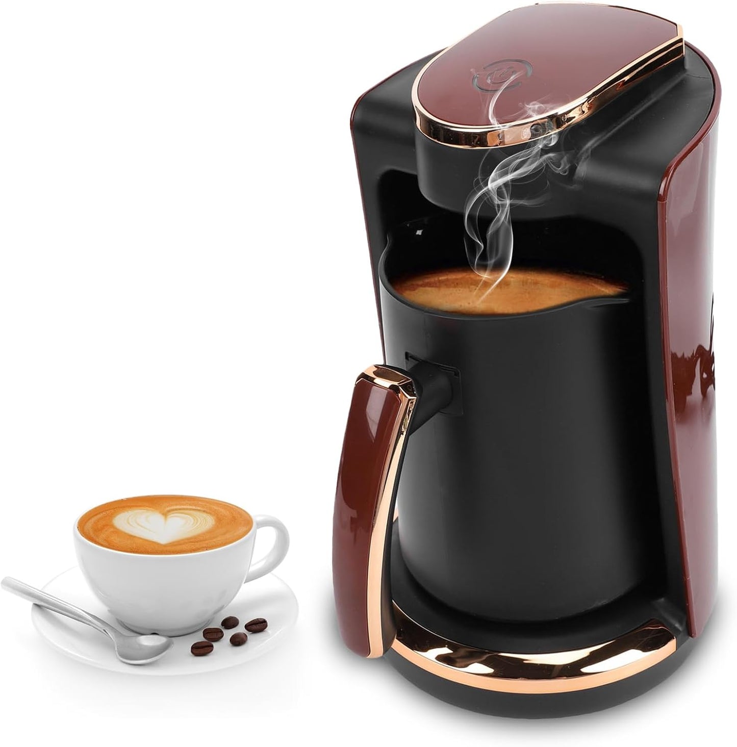 ASHATA Turkish Coffee Pot, Turkish Electric Coffee Maker Machine Pot, 550W 250ML Tea Warmer, with Cup and Spoon, for Home Hot Beverage Brewing