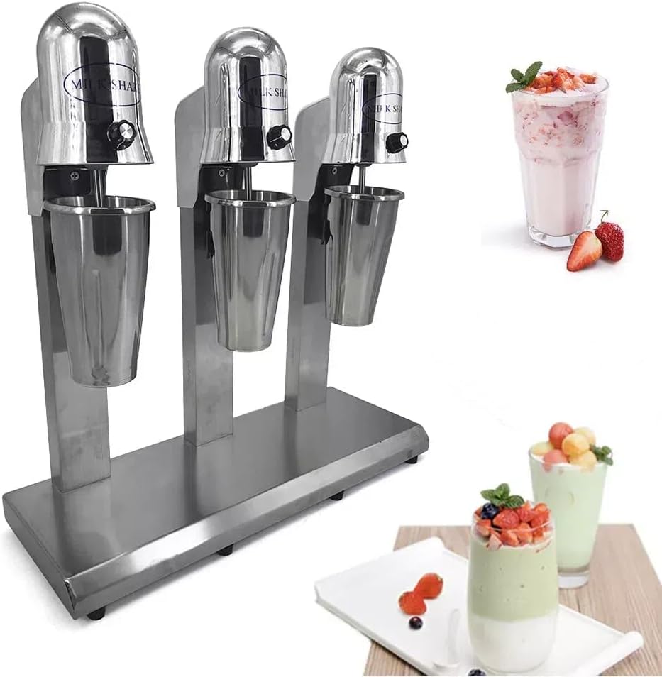 MSAIERPLR 3 Heads Milkshake Maker Commercial Milkshake Machine Stainless Steel Milk Shake Machine Commercial Blender Electric Drink Mixer for Milk Drink Tea Juice 110V 18000RMP