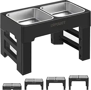 URPOWER Elevated Dog Bowls 4 Height Adjustable Raised Stand with 2 Large Stainless Steel Dog Food and Water Bowl for Small, Medium, Large Dogs and Pets