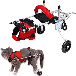 Cat Wheelchair, Newly Upgraded Pet Wheelchair, Removable Harness Design, Lightweight Cat Wheelchair for Back Legs of Doggie, Cats, Rabbits (S)