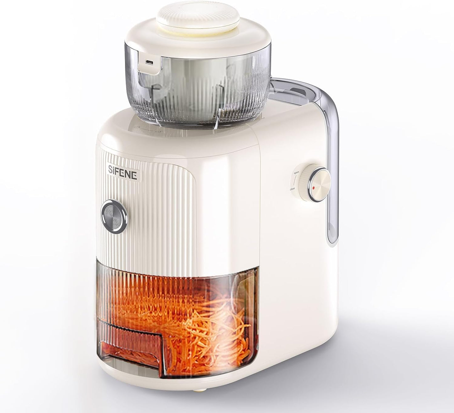 SiFENE Electric Cheese Grater & Vegetable Slicer, 1.8L BPA-Free Food Processor with 4 Stainless Steel Blades, Wide 5.6" Chute, Electric Slicer & Shredder for Small Kitchens, Quick Healthy Meal Prep