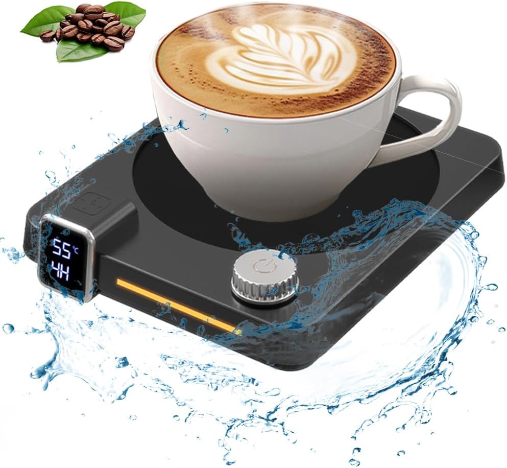 alnqeia Mug Warmer,Fastest Heating and Highest Temperature, Coffee Cup Warmer for Desk Auto Shut Off, 9 Temp Settings 1-12H Timer, Smart Electric Beverage Warmer for Coffee Tea Milk, Black