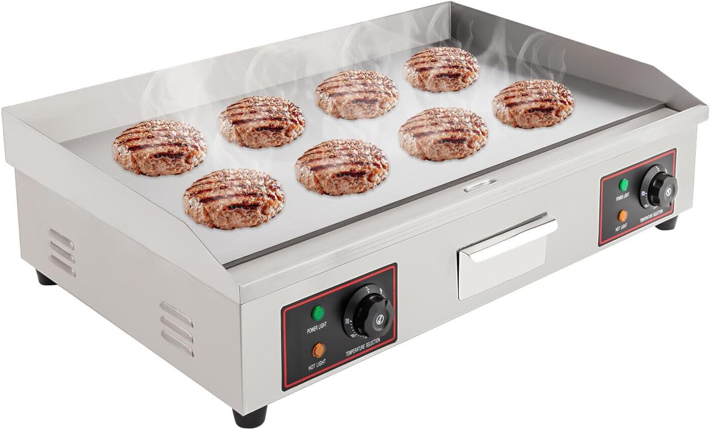 30" Commercial Electric Griddle, 110V 3000W Electric BBQ Countertop Griddle Flat Top Grill Hot Plate Adjustable Thermostatic Control Stainless Steel Restaurant Grill for Kitchen