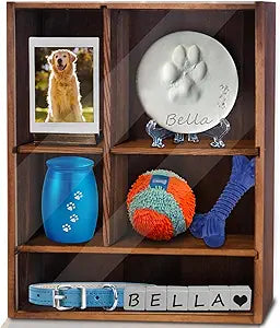 Sofunii Pet Memorial Deep Shadow Box with Shelves for Dogs or Cats,11*14" Solid Wood Pet Frame Urn Ashes Display Case for as Loss Pet Remembrance Memory Keepsake -Carbonization Black