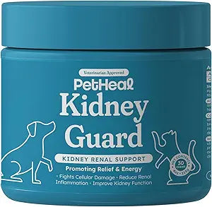 PetHeal Kidney Guard Chews for Dogs - Vet-Reviewed - Supports Renal Health & Energy with Astragalus, Cordyceps, Dong Quai & Rehmannia | Promotes Kidney Function & Detox | 30 Soft Chews, Pork Flavor