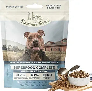 BADLANDS RANCH by Katherine Heigl – Superfood Complete Air-Dried Chicken Dog Food – High Protein with Superfoods for Daily Wellness & Consistent Nutrition – 24 oz
